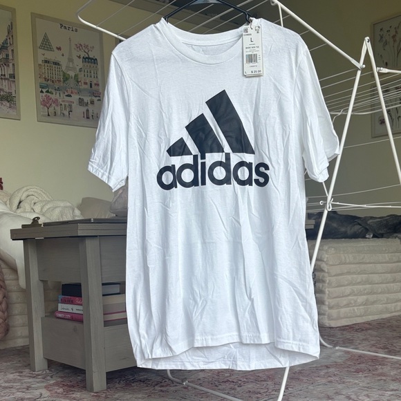 Adidas Men's White and Black Logo Tee - Picture 1 of 1